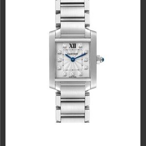 Cartier Silver Watch with Blue Accents
